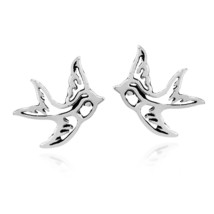Brave and Free Swallow Bird Sterling Silver Stud Earrings - £10.07 GBP