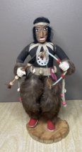 12&quot; Hand Carved Kachina Doll Signed Native American Warrior w/ Bow &amp; Arrow - $70.13