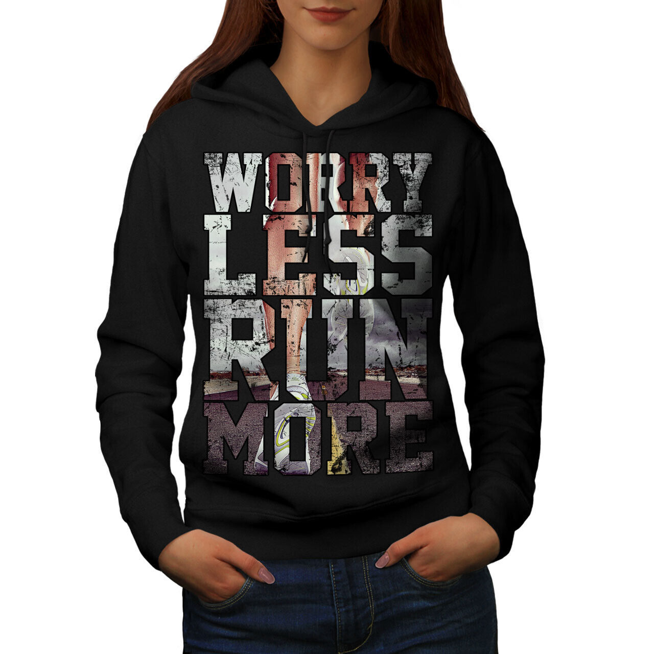 Primary image for Wellcoda Less Worry Gym Womens Hoodie, Motivation Casual Hooded Sweatshirt