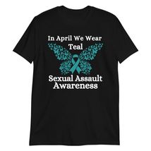 Generic in April We Wear Teal Sexual Assault Awareness Butterfly T-Shirt, Small, - $19.59+