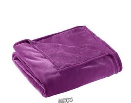 Luxury Solid Plush Blanket Plum King 66"Wx90"L - £26.50 GBP