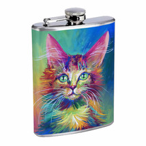 Cat Art Em6 Flask 8oz Stainless Steel Hip Drinking Whiskey - £11.64 GBP