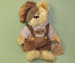 FINE TOY SCHOOL BOY TEDDY BEAR PLUSH 12&quot; BROWN SUEDE TOY SAC BAG WITH CL... - £17.63 GBP