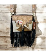 Handmade Hair-On Leather Crossbody, Western Boho Fringe Purse, Rustic Sh... - $3,638.35 MXN