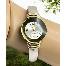 Vintage Gold and Silver Tone Cuff Watch Bangle Bracelet Quartz - £14.70 GBP