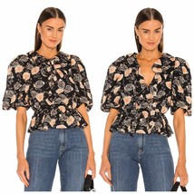 Ulla Johnson Nadya Tie-Front Blouse Noir Floral 8 - $150.00