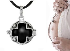 Genuine Aniball Women&#39;s necklace pregnancy bell four leaf clover black New - £29.17 GBP