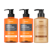 Body Wash Scrub Kundal Honey &amp; Macadamia Eua Thermale Exfoliating Kor EAN 3 Pack - £24.35 GBP