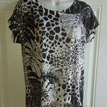 Olivia Moon Cap Sleeve Leopard Print Light Weight Tunic Top Size Medium - $6.64