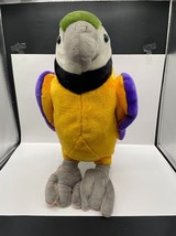 Large Purple Yellow Green Plush Macaw Parrot Tropical Bird Plush Animal - $24.19