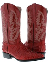 Mens Red Cowboy Boots Real Leather Embossed Crocodile Tail Western J Toe - $108.99