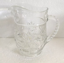 Vintage Prescut  by  Anchor Hocking Pint Pitcher Clear Pressed Star Fan Design - £11.24 GBP