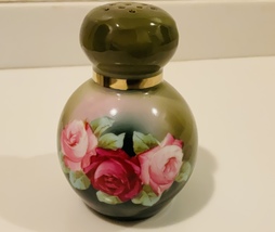 ANTIQUE HAND PAINTED - MERRIER- ROSES BOUQUET HATPIN HOLDER - $75.00