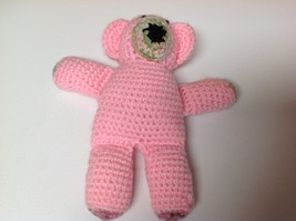 Vintage Hand Crocheted Hand Crafted Washable Pink Bear - 9.5&quot; - £7.83 GBP