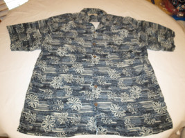 Tommy Bahama Men&#39;s short sleeve button shirt L floral stripes silk EUC @ - £24.76 GBP