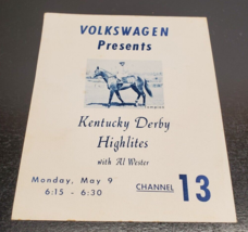 1951 Volkswagen Presents Kentucky Derby Highlights Advertising Card - $32.30