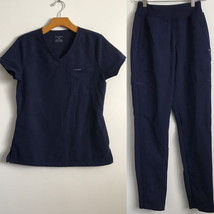 Jaanuu XS-2XS Scrubs Set Blue 3 Pocket Top Utility Zip Pocket Pant Elast... - £23.93 GBP