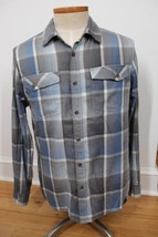 LL Bean M Blue Gray Plaid Long Sleeve Button-Front Shirt 296960 - £20.92 GBP
