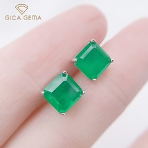 Square Created Emerald Earrings For Women Real 925 Sterling Silver Green Gemston - £18.04 GBP
