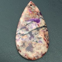 Jasper Pendant Stone Purple Teardrop Cut Polished Drilled Multicolor Pin... - $11.95