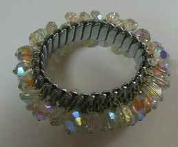 Vintage AB Bead Cluster Stretch Bracelet Signed Pat. 407018 JSFK. Mark Japan - £34.99 GBP