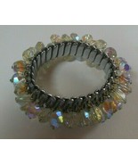 Vintage AB Bead Cluster Stretch Bracelet Signed Pat. 407018 JSFK. Mark J... - $61.80 CAD