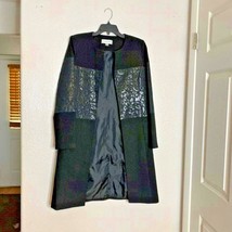 Calvin Klein Womens Sz 6 open front blazer jacket coat black shiny anima... - $44.55