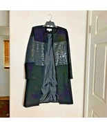 Calvin Klein Womens Sz 6 open front blazer jacket coat black shiny anima... - £35.04 GBP