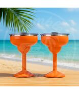 2 ORCA Rita Persimmon Orange 13oz Insulated Stainless Steel Margarita Cup w/ Lid - $49.74