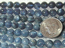 Kyanite 6mm - 6.5mm Medium to Dark Blue Round Beads (10) TEN BEADS - £3.87 GBP