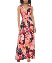 Jessica Howard Floral-Print Ruched Maxi Dress Peach Navy Size 14 $109 - £14.99 GBP