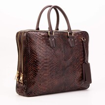 The Cortona Brown Python Leather Men’s Laptop Briefcase image 6