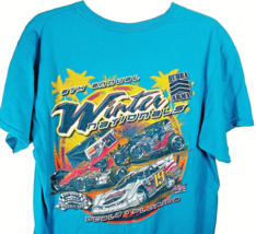 World of Outlaws T-Shirt Size Large Blue Ocala Fla Bubba Army Winter Nationals - £14.72 GBP