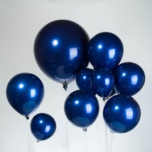 Chrome Blue Double-Stuffed Balloons Different Sizes 52 Pack 18+10+5 Inch Metalli - £23.97 GBP