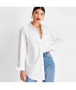 Future Collective Women&#39;s XXS White Button Down Dress Shirt - $21.99