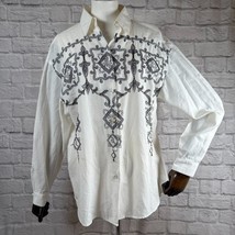 Vintage Capriccio Bordado Botón-para Arriba Camisa Mujer 12 Grande Blanc... - $25.98