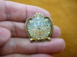 (br-120) Yellow 1940&#39;s Czech glass with crystals brass pin brooch jewelry - £18.67 GBP