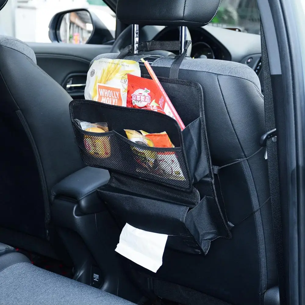 Universal 4 Pocket Storage Bag Car Back Seat Organizer Kick Mat Protector Car - £25.75 GBP