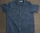 Cubavera Shirt Men&#39;s Medium Blue Button Up Short Sleeve Hawaiian Casual ... - $17.76