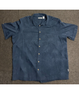 Cubavera Shirt Men&#39;s Medium Blue Button Up Short Sleeve Hawaiian Casual ... - £13.89 GBP