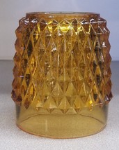 Indiana Glass Amber Diamond Point Fairy Lamp Candle Holder TOP ONLY New ... - $10.36
