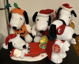 Peanuts -lot of 5 SNOOPY Animated Plush figures. ALL Working VG to EX - £61.10 GBP