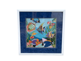 Vintage Tropical Fish Needlepoint Embroidery Framed - $369.66