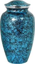 Cremation Urn for Ashes - Adult Funeral 10" Height, Teal/Silver/Black - $65.07