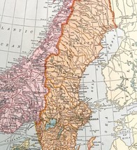 Map Sweden Norway Denmark Europe 1938 Print Antique Atlas Scandinavia DWU8 - £27.48 GBP