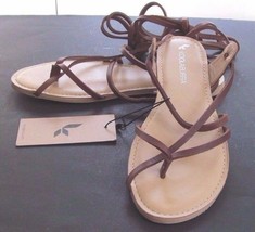 KOOLABURRA BROWN LEATHER GLADIATOR NEPTUNE THONG LACE UP SANDAL NIB SIZE 9 - £95.69 GBP