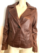 Classiques Entier Burgundy Leather Lined One Button Blazer Size M - $66.49