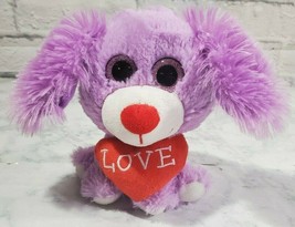Goffa International Plush Puppy Purple Glitter Eyes 7 Inch Kids Gift Toy - $11.39
