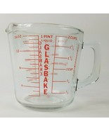 Vintage Glasbake 2-Cup Glass Measuring Cup with Red Pyro Graphics D Handle - £11.93 GBP