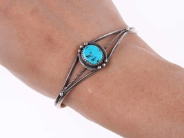 6.25&quot; Vintage Southwestern sterling and turquoise bracelet s - £66.64 GBP